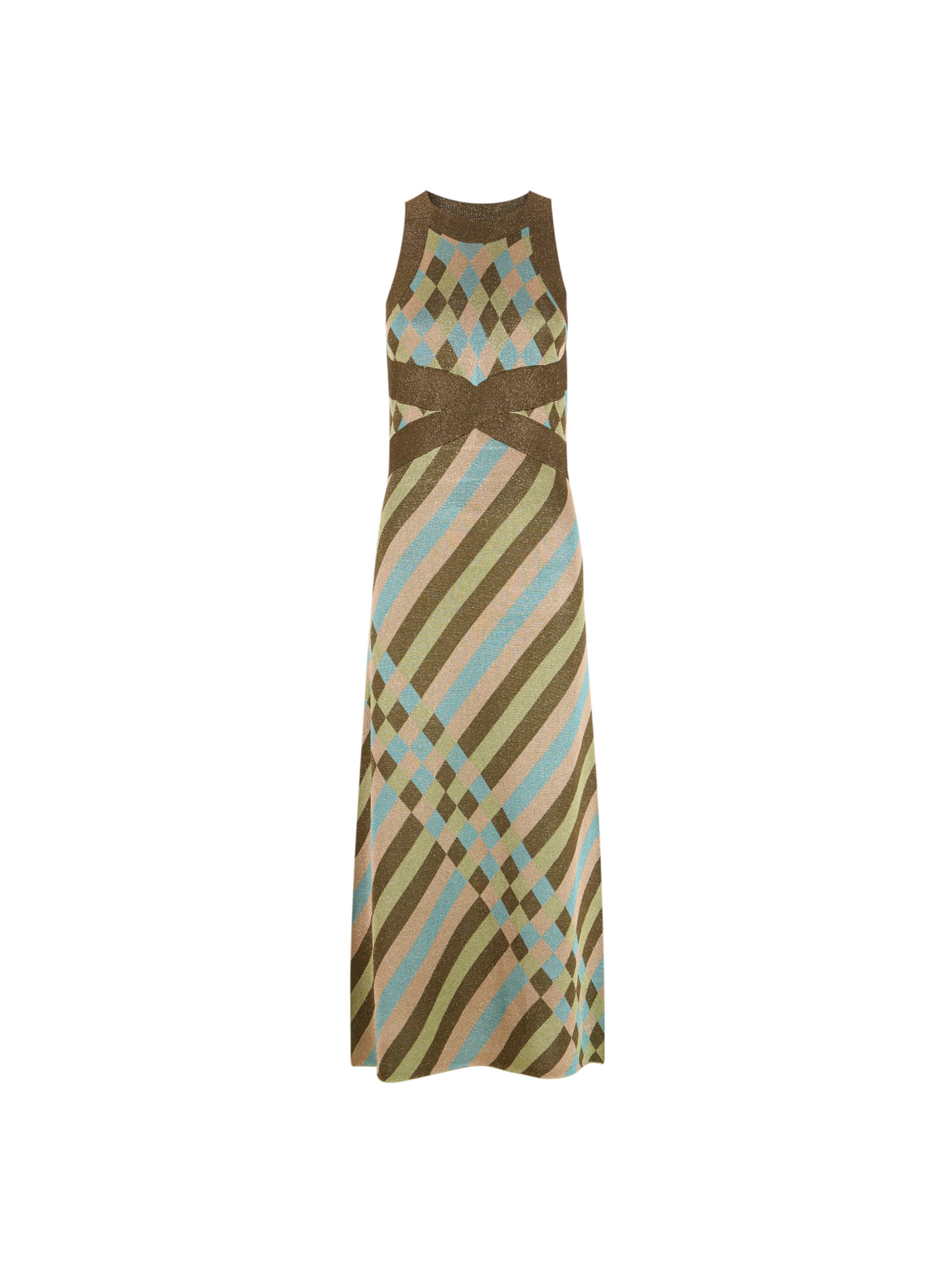 Vestido de lurex estampado verde