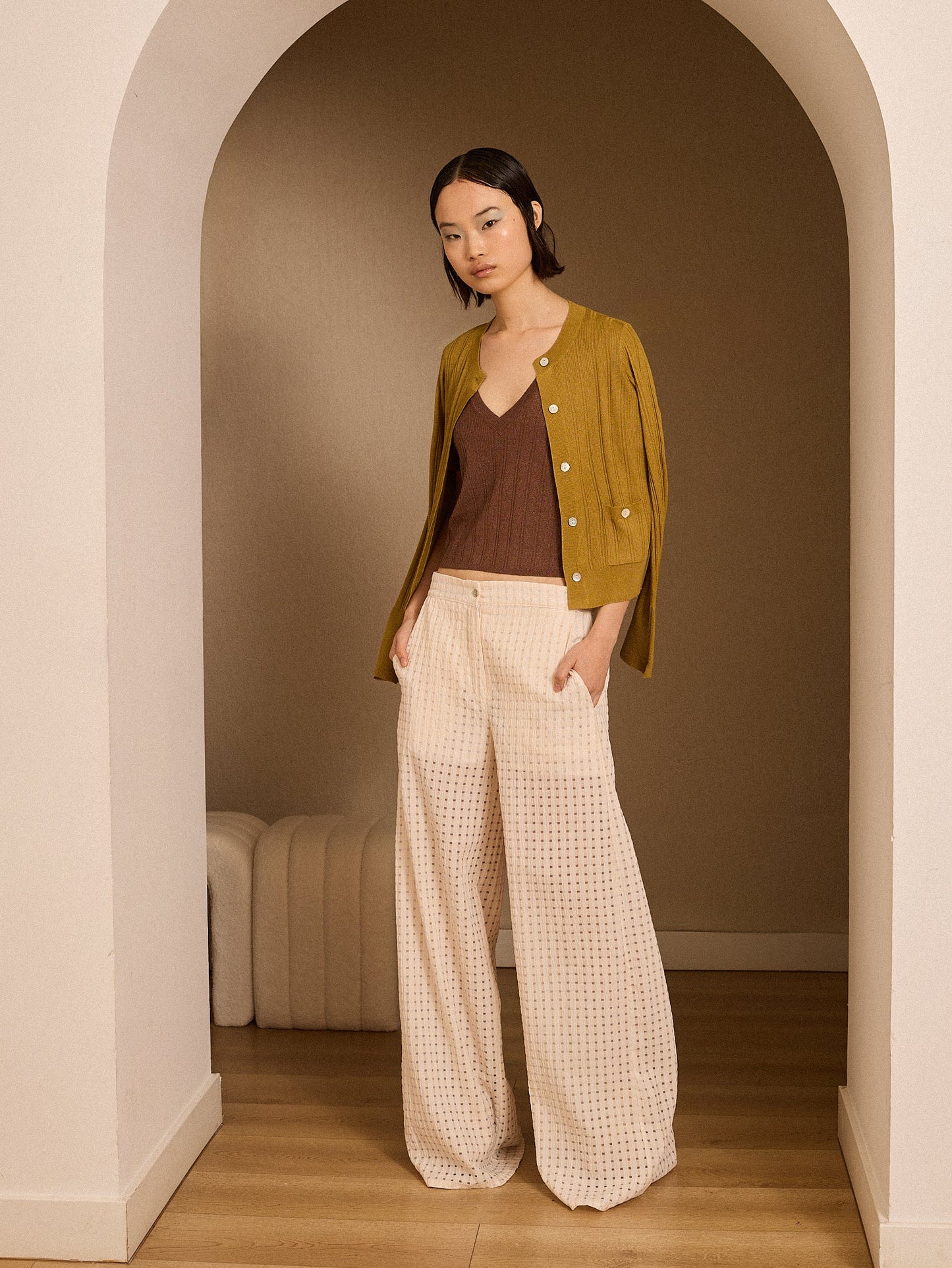 Chaqueta de punto verde oliva