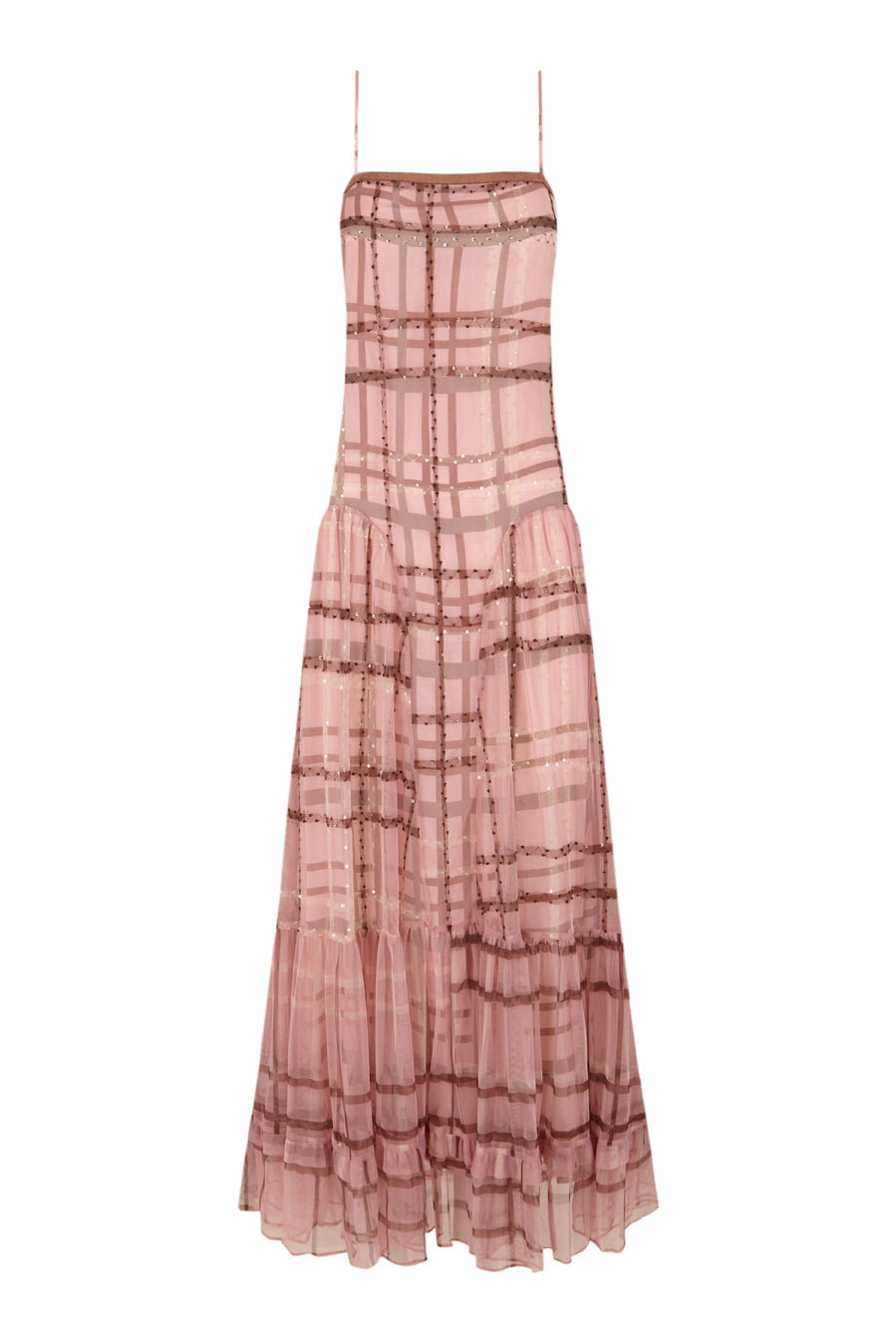 Vestido tirantes tul cuadros rosa