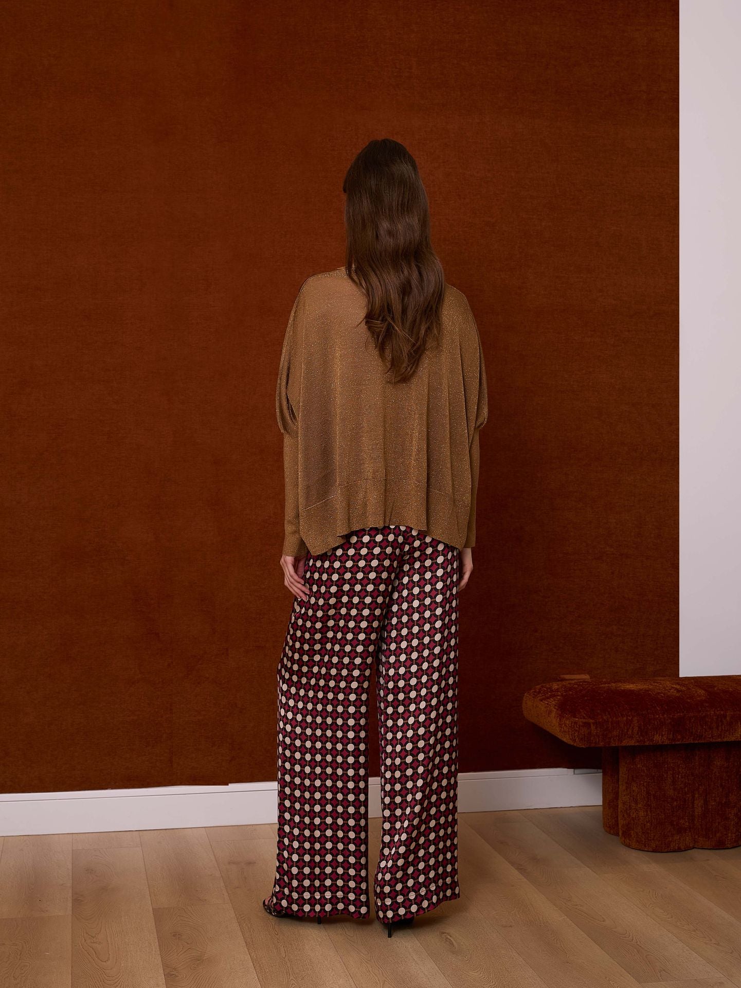 Jersey escote pico color cobre