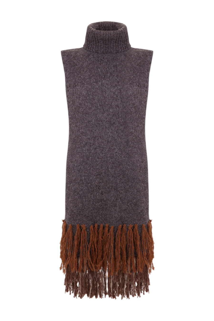 Poncho de flecos gris