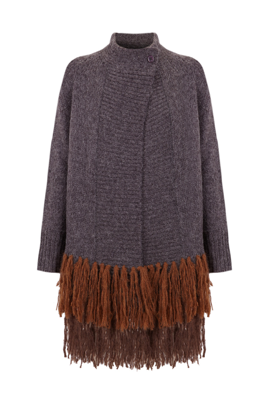 Chaqueta gris con flecos