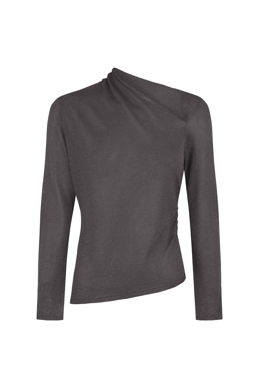 Jersey cuello asimétrico color plomo