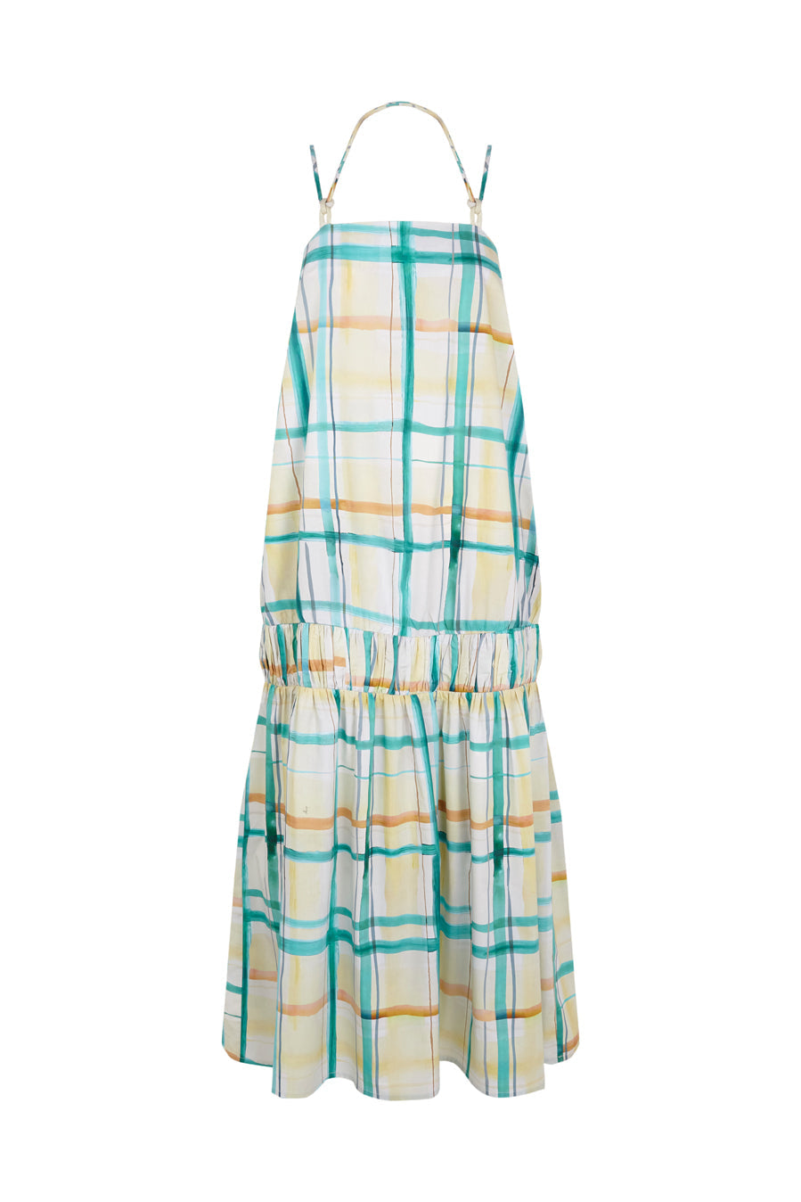 Vestido de tirantes de cuadros amarillo