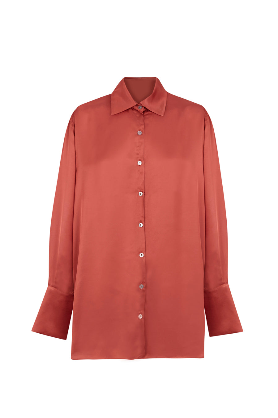 Camisa satinada teja