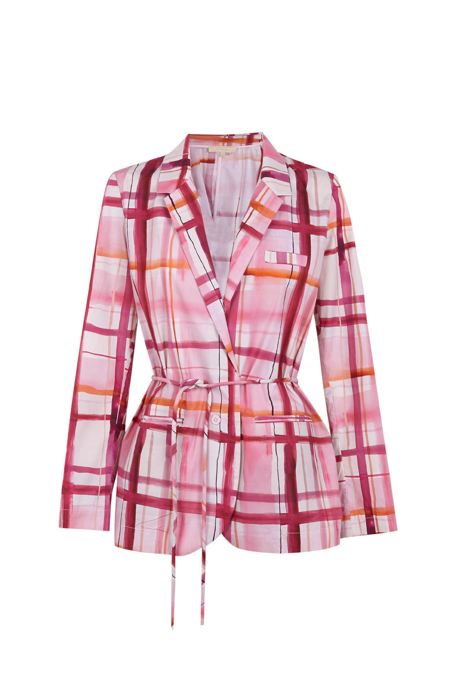 Blazer de cuadros rosa