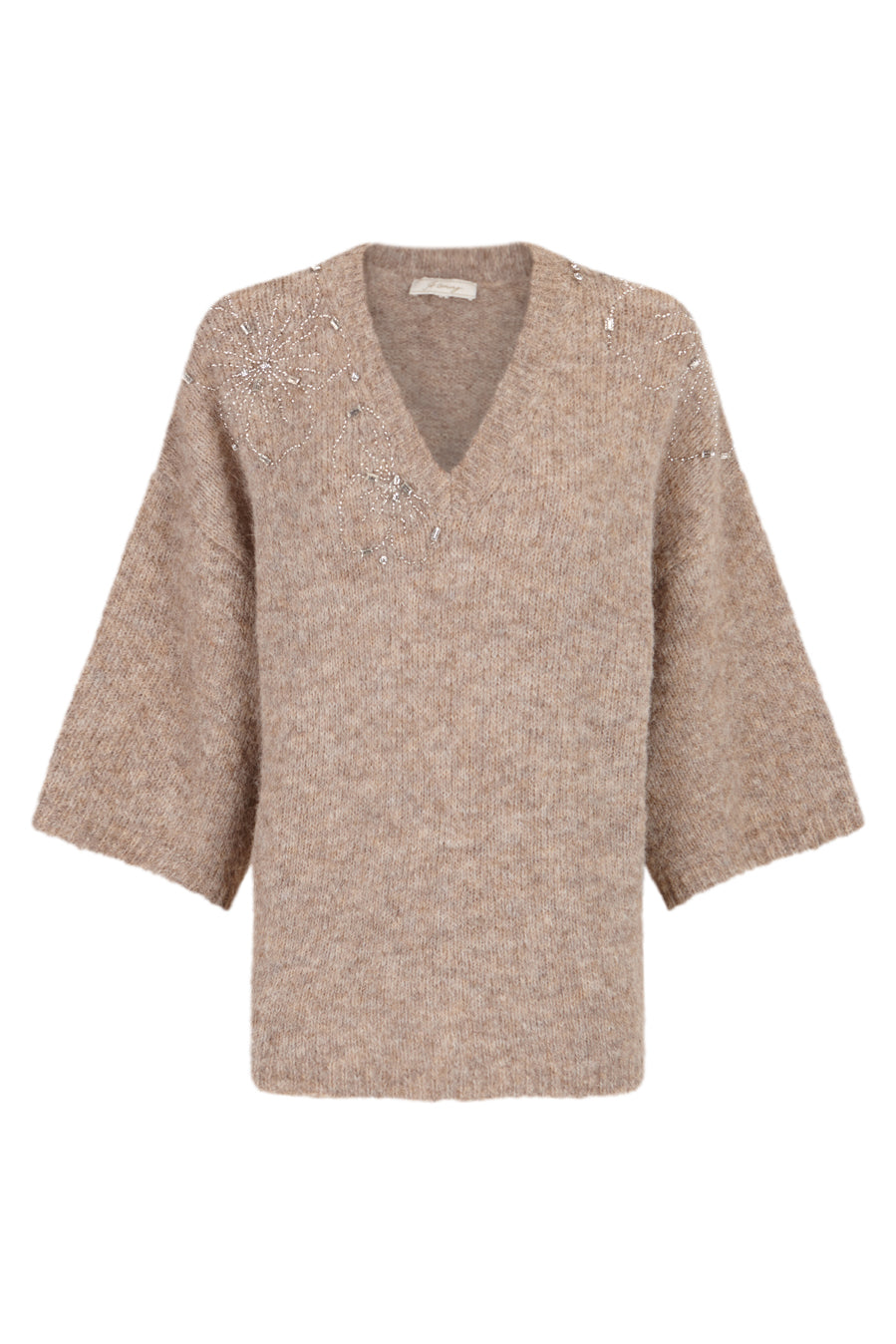 Jersey beige con flor bordada