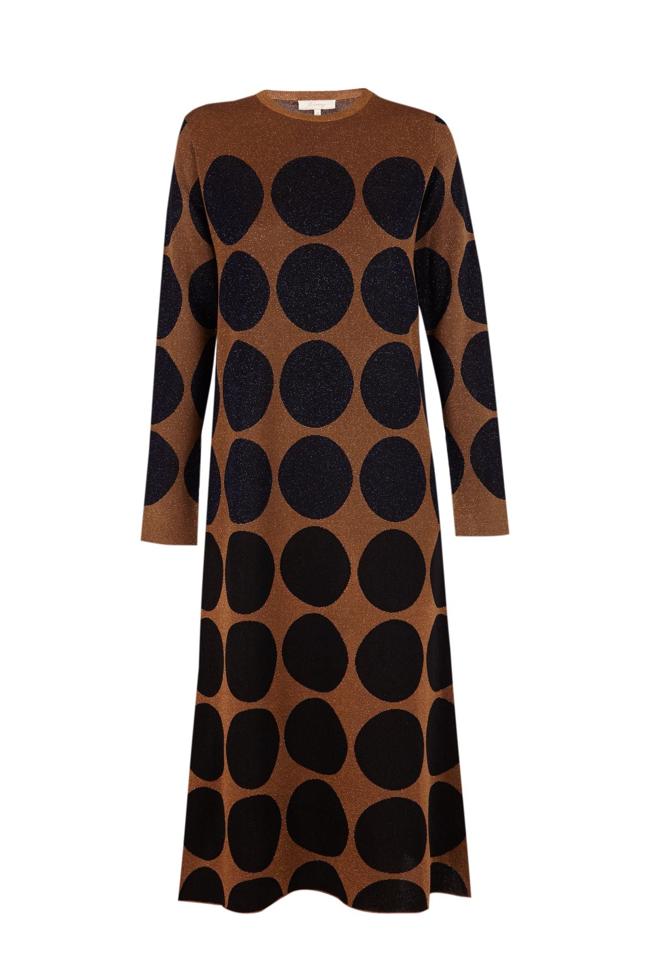 Vestido midi con lunares azul marino y negro