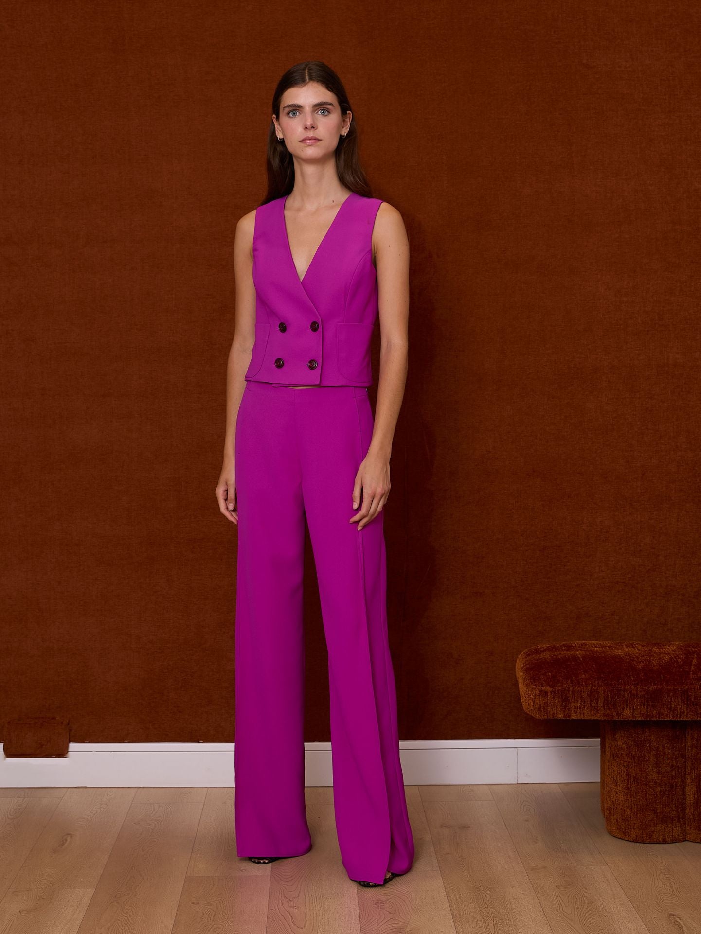 Chaleco crep buganvilla