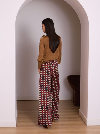 Pantalón de lunares granate