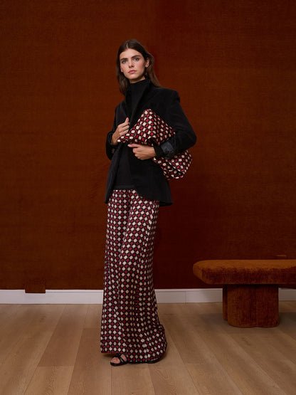 Pantalón de lunares granate