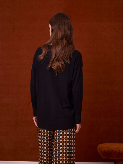 Chaqueta de punto fino negro