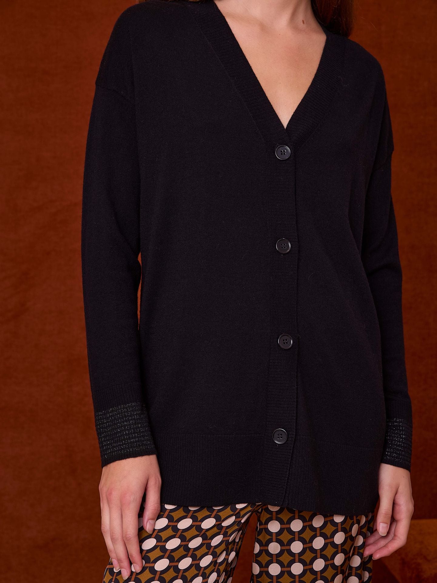 Chaqueta de punto fino negro