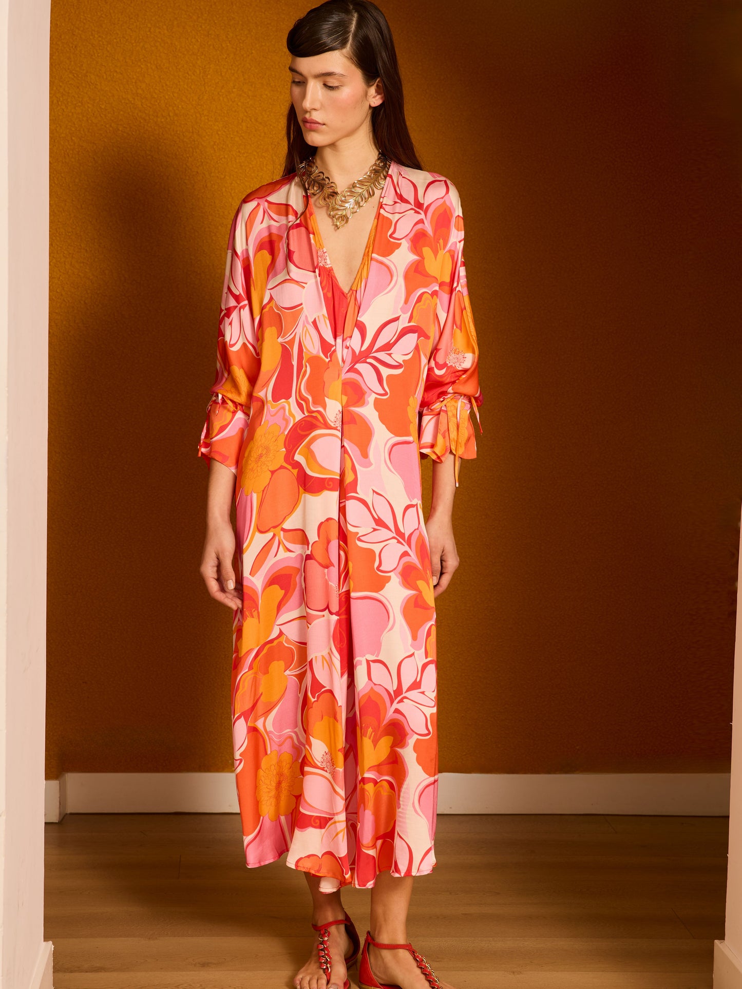 Túnica flores rojas