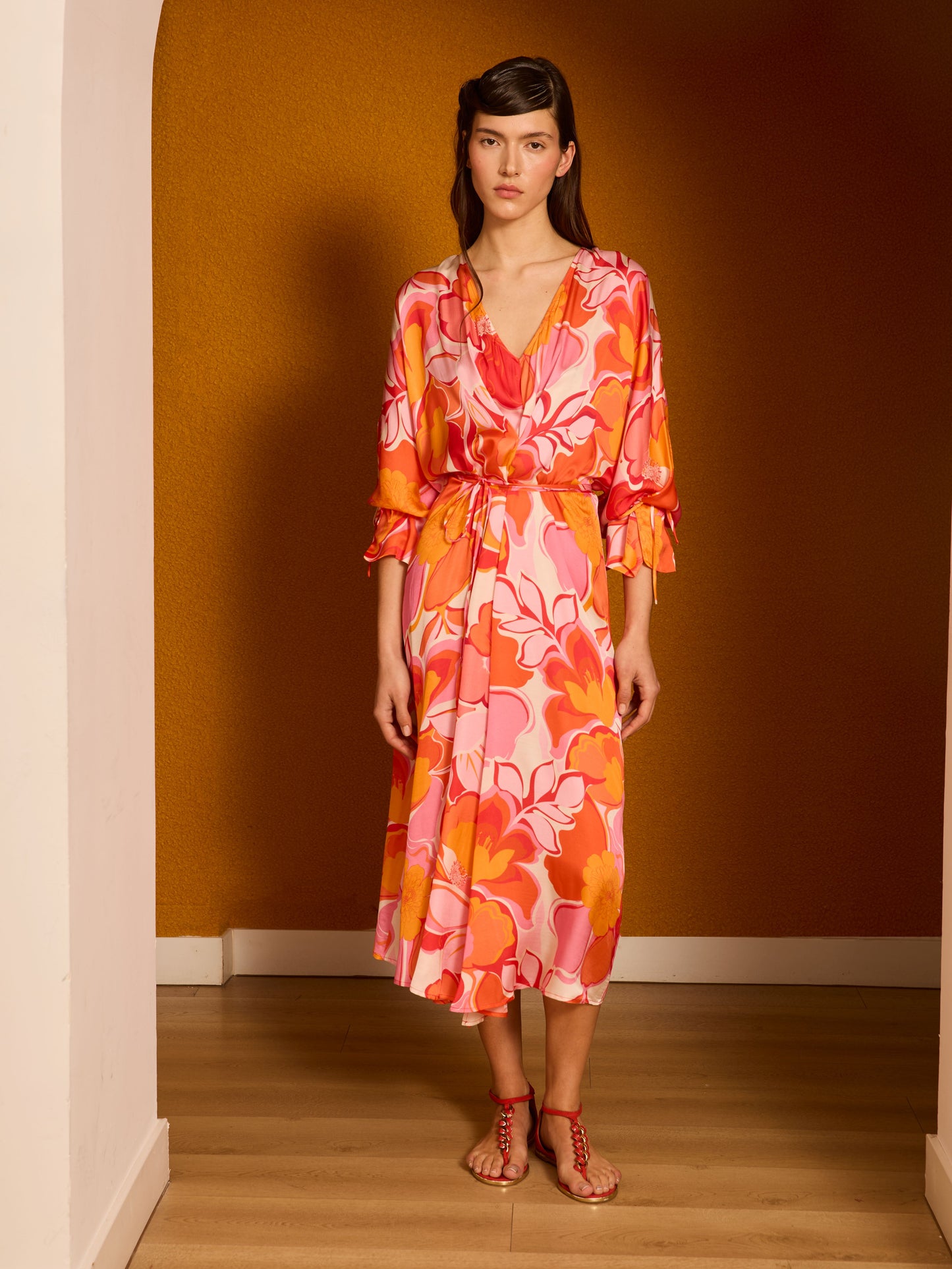 Túnica flores rojas