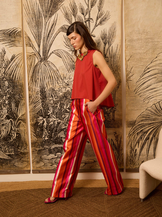 Pantalón rayas rojo