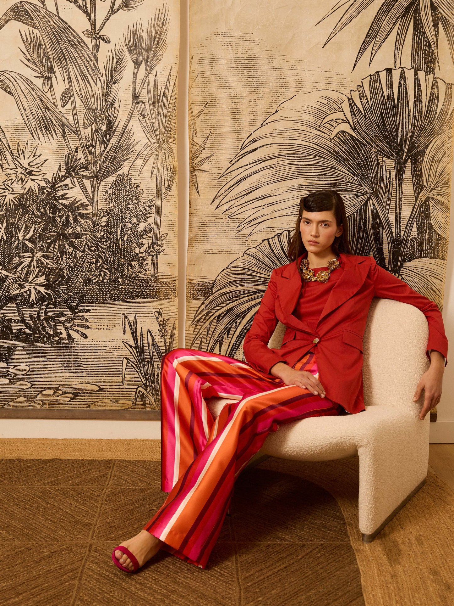 Pantalón rayas rojo