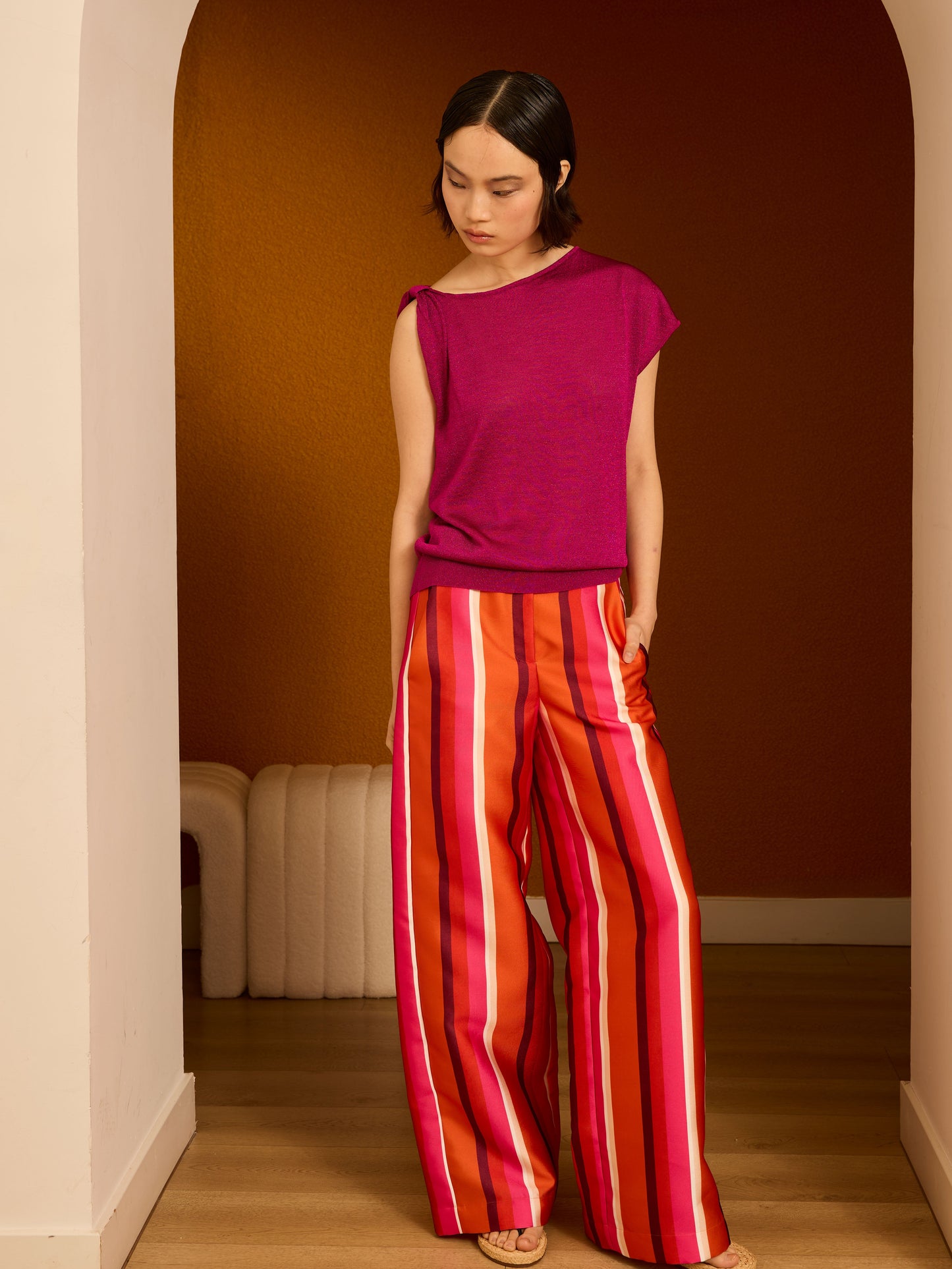 Pantalón rayas rojo