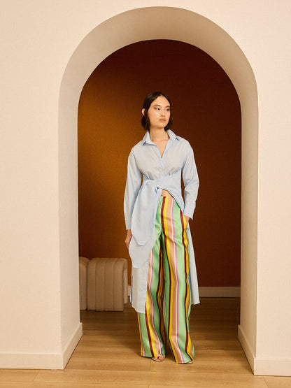 Vestido camisero azul popelín