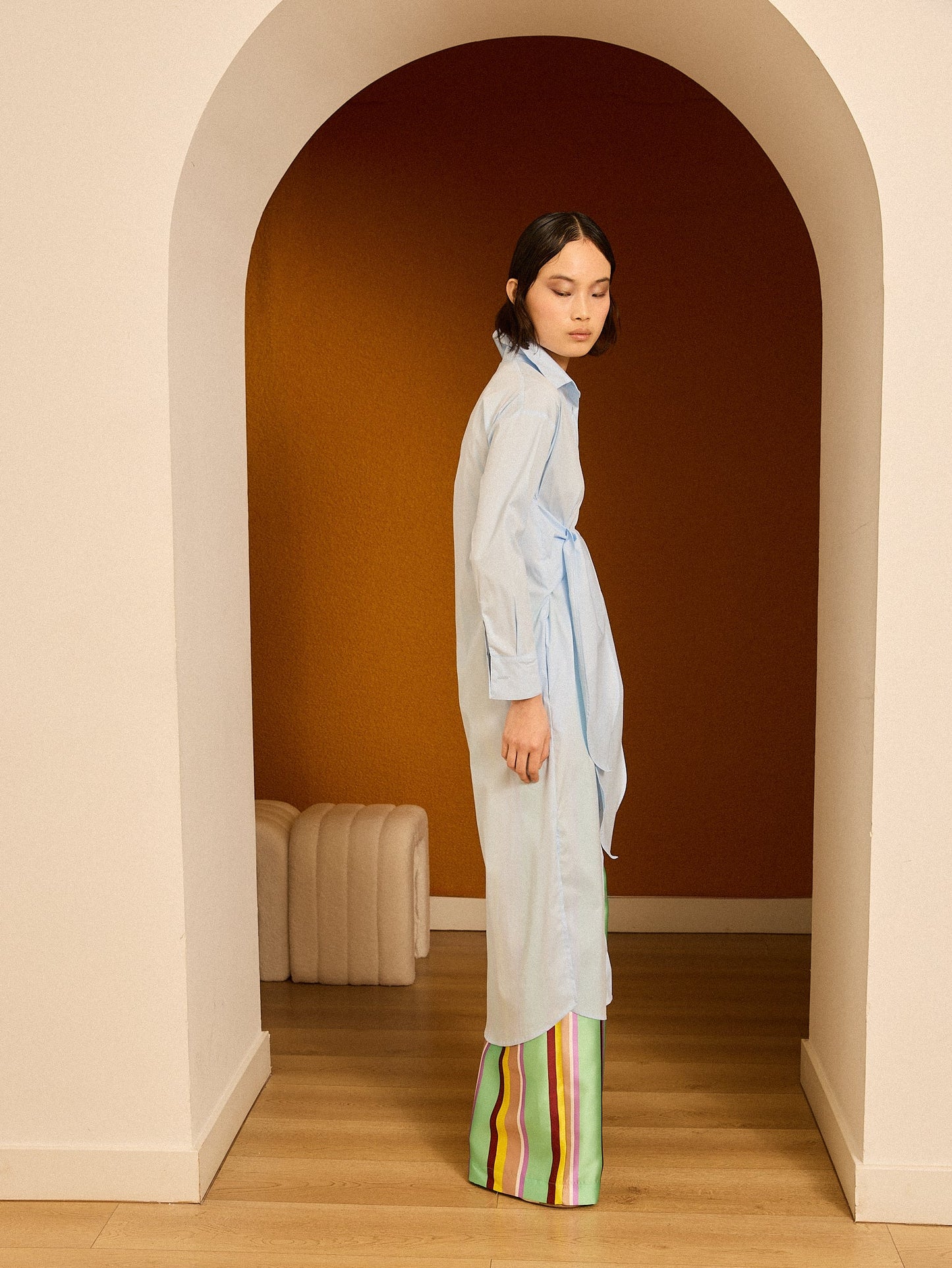 Vestido camisero azul popelín