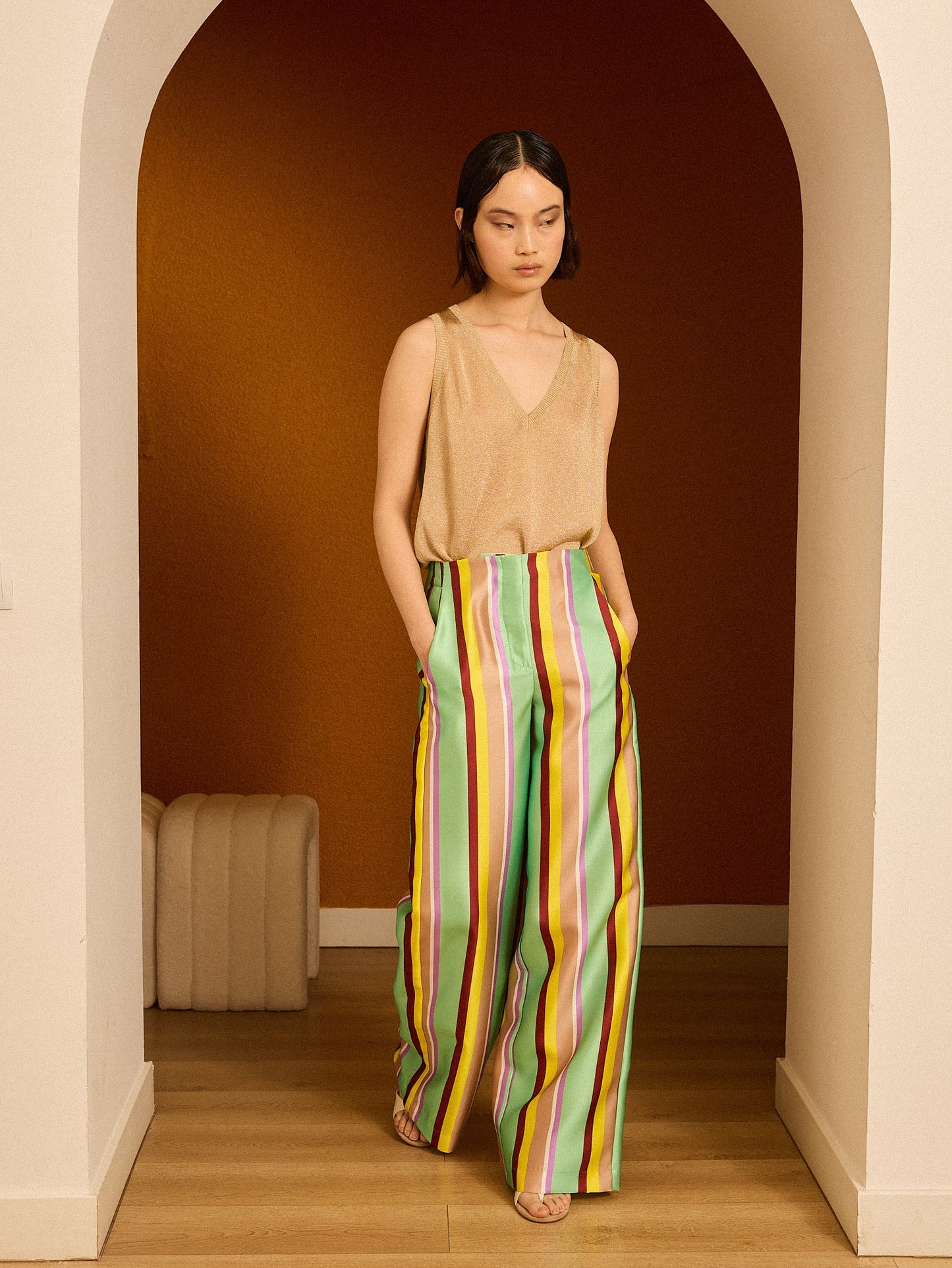 Pantalón rayas verdes