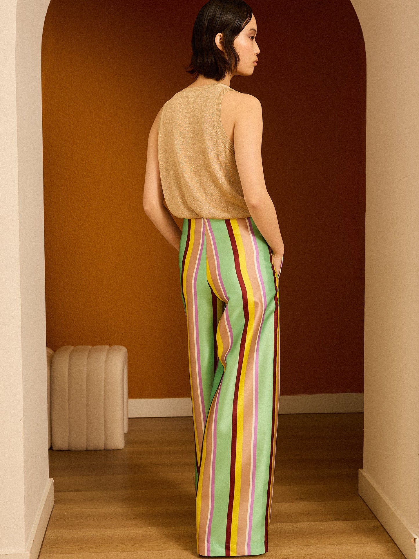 Pantalón rayas verdes