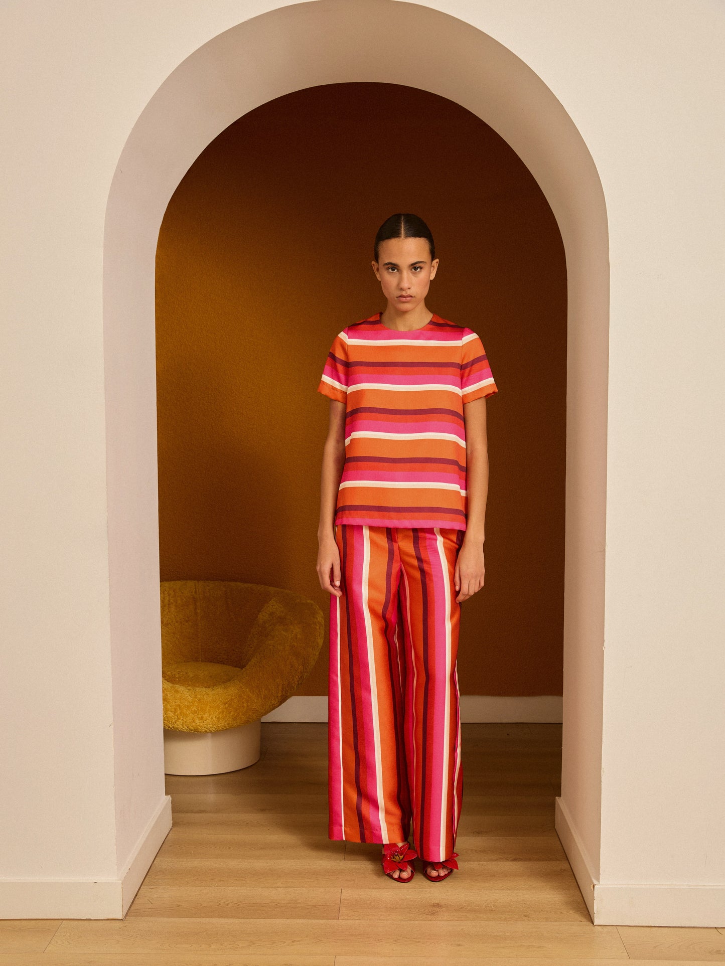 Pantalón rayas rojo