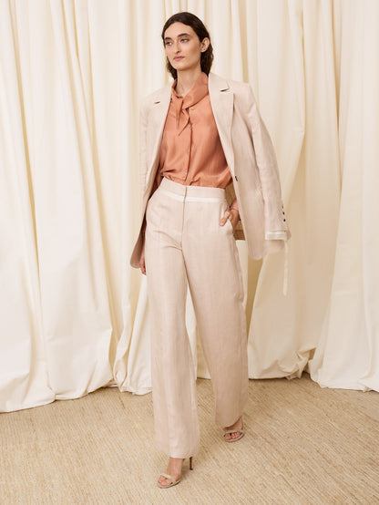 Blazer de lino beige