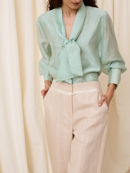 Pantalón con lino beige