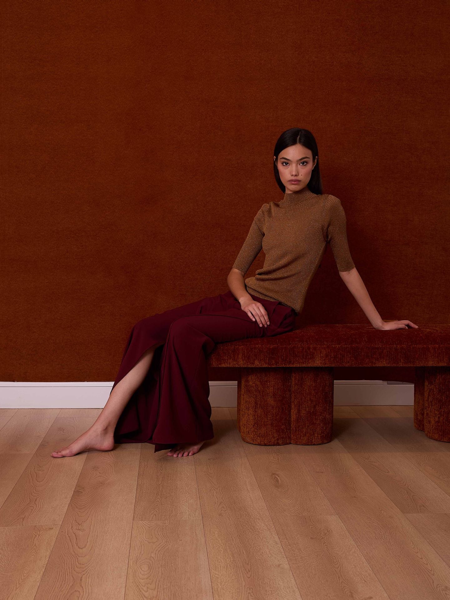 Pantalón crep granate