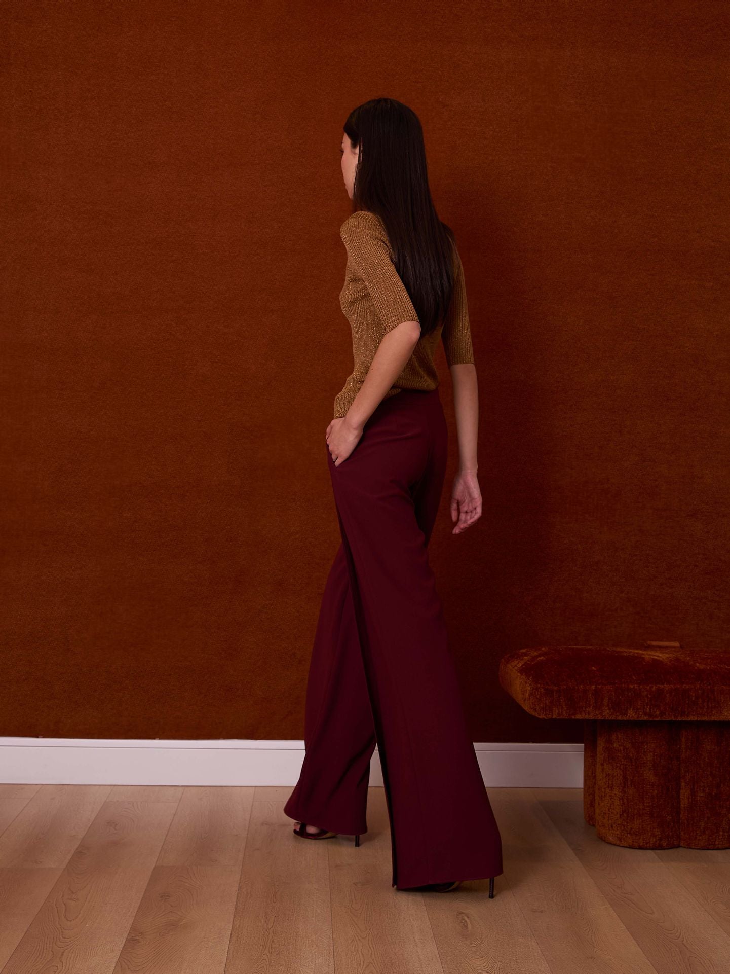 Pantalón crep granate