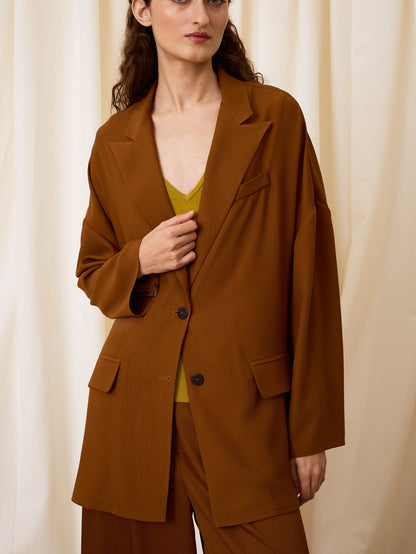 Blazer satinada marrón chocolate