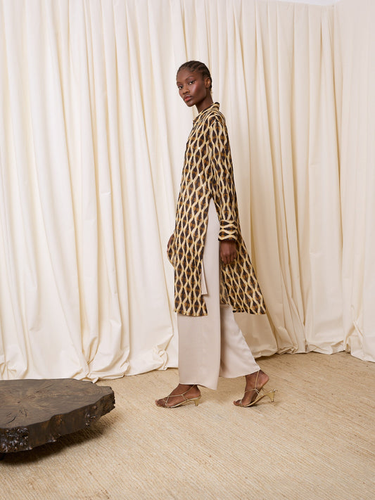 Blusa larga estampada amarillo