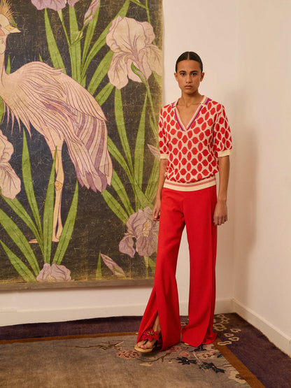 Jersey con intarsia coral