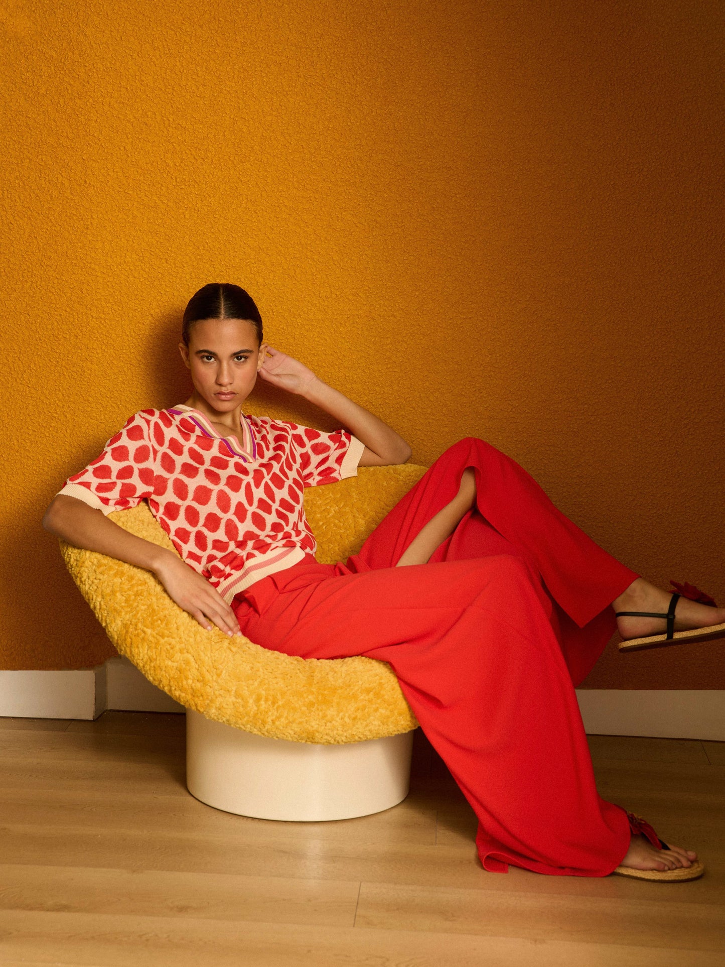 Jersey con intarsia coral