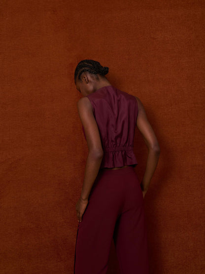 Chaleco crep granate