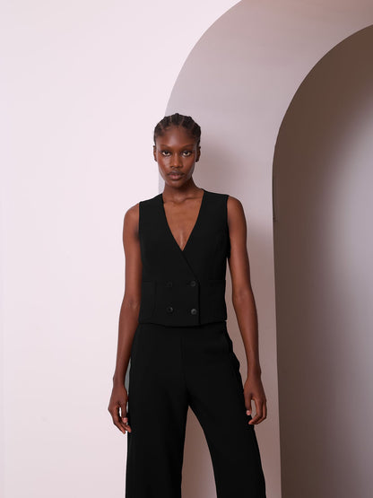 Chaleco crep negro
