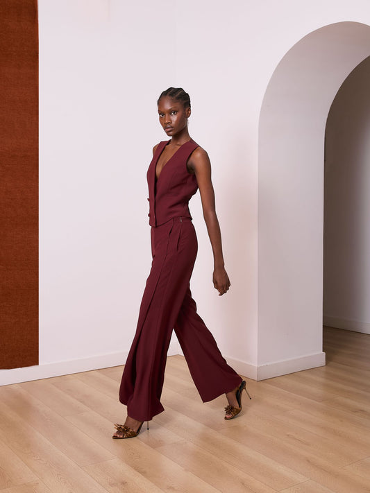 Chaleco crep granate