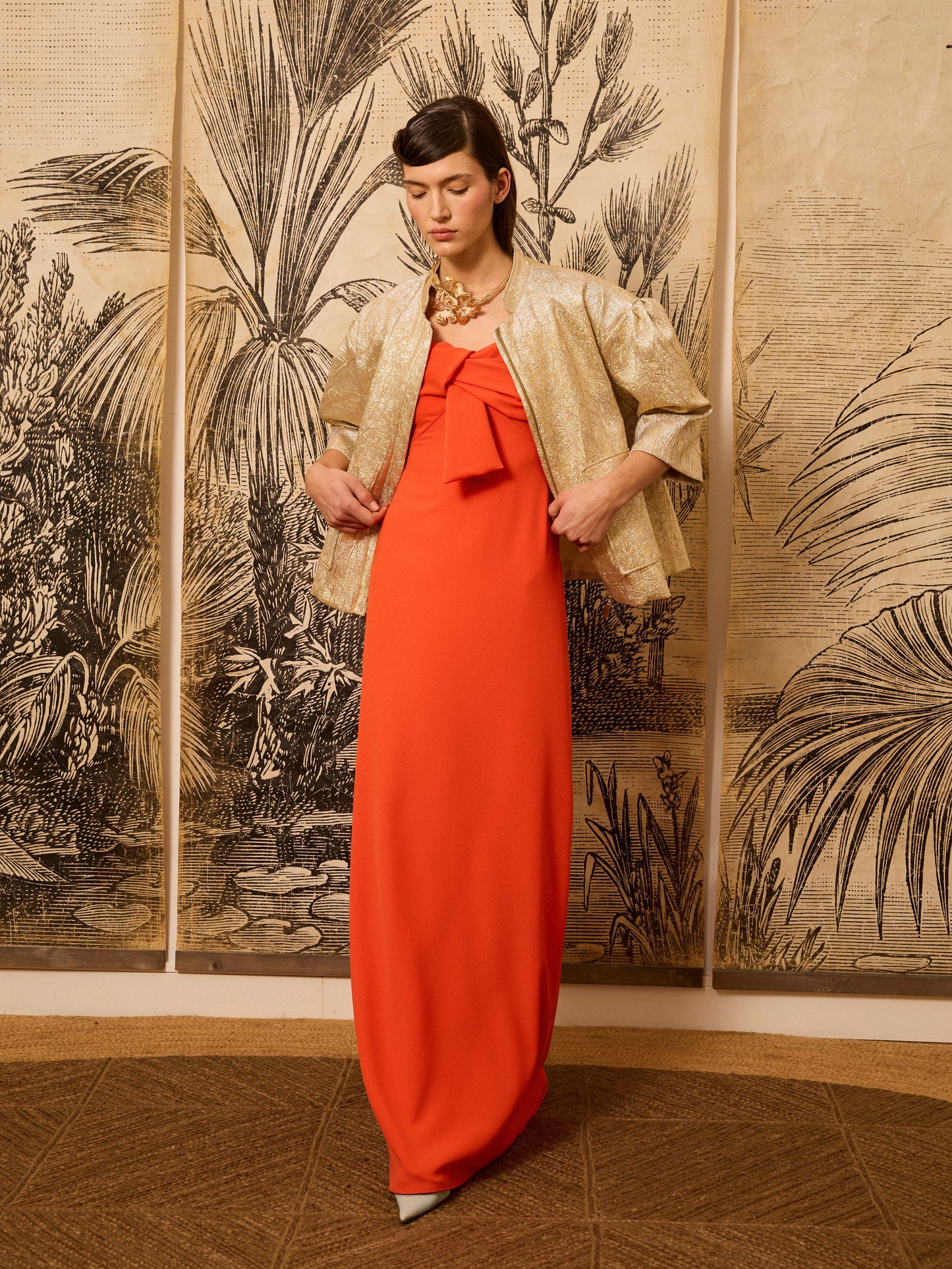 Vestido crep naranja