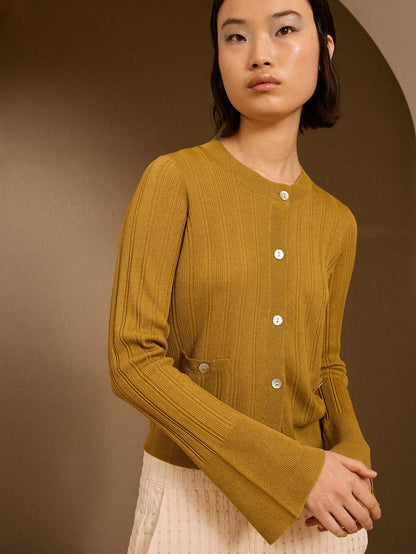 Chaqueta de punto verde oliva