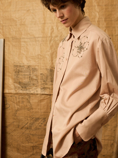 Camisa rosa bordado pedrería