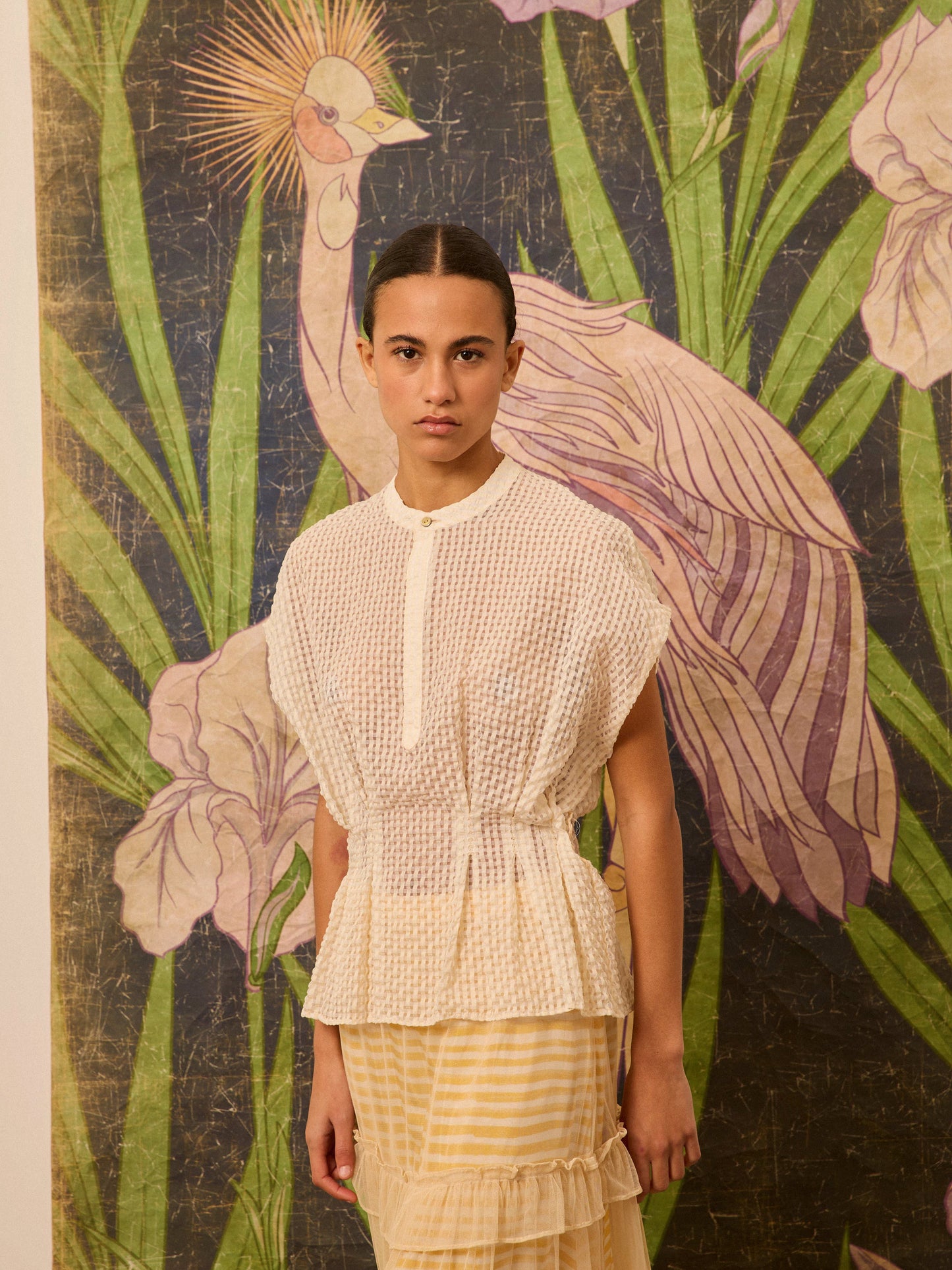 Blusa calada color crudo