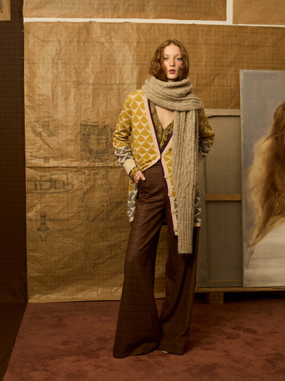 Pantalón palazzo marrón de cuadros