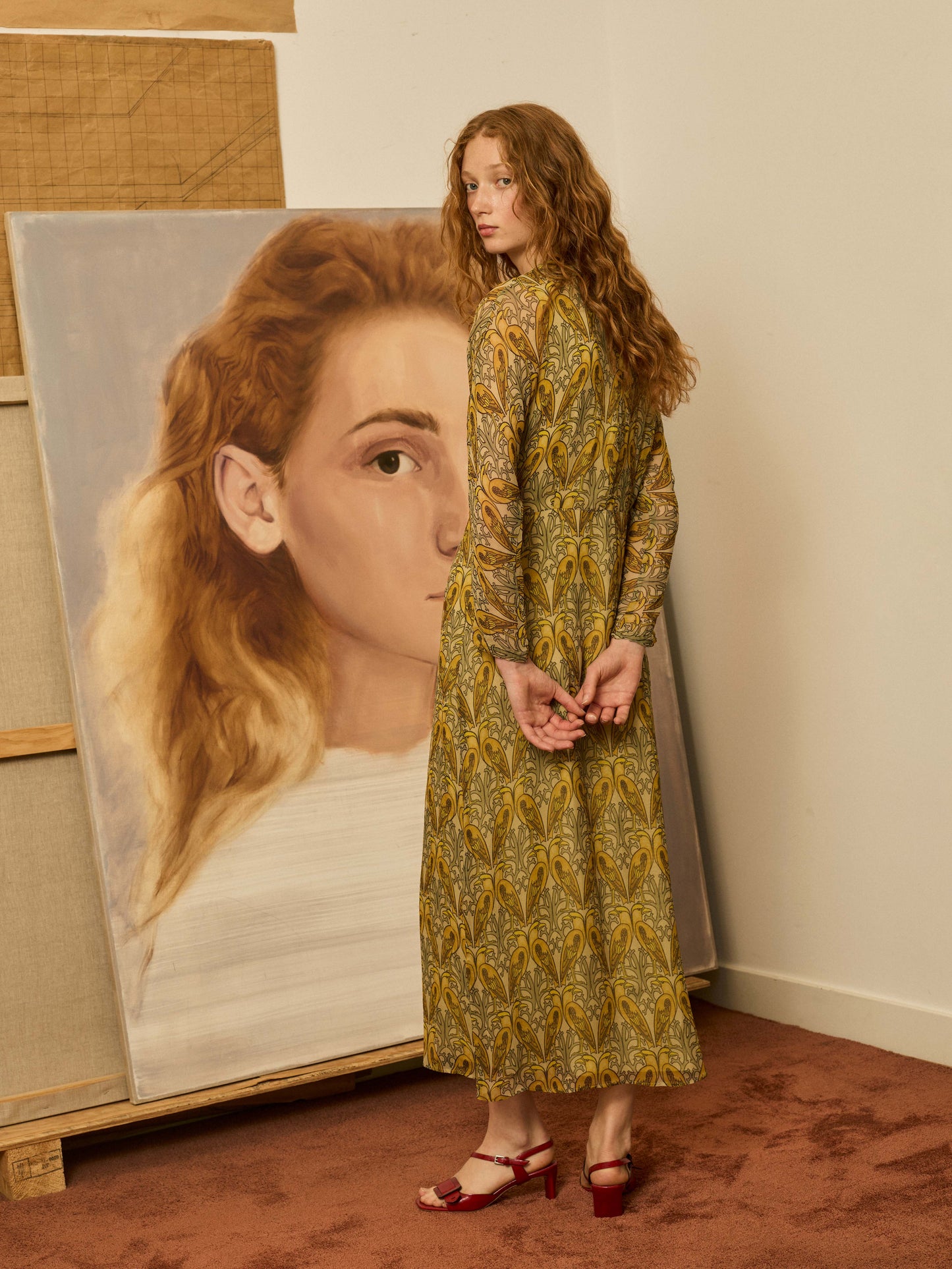 Vestido midi pájaros