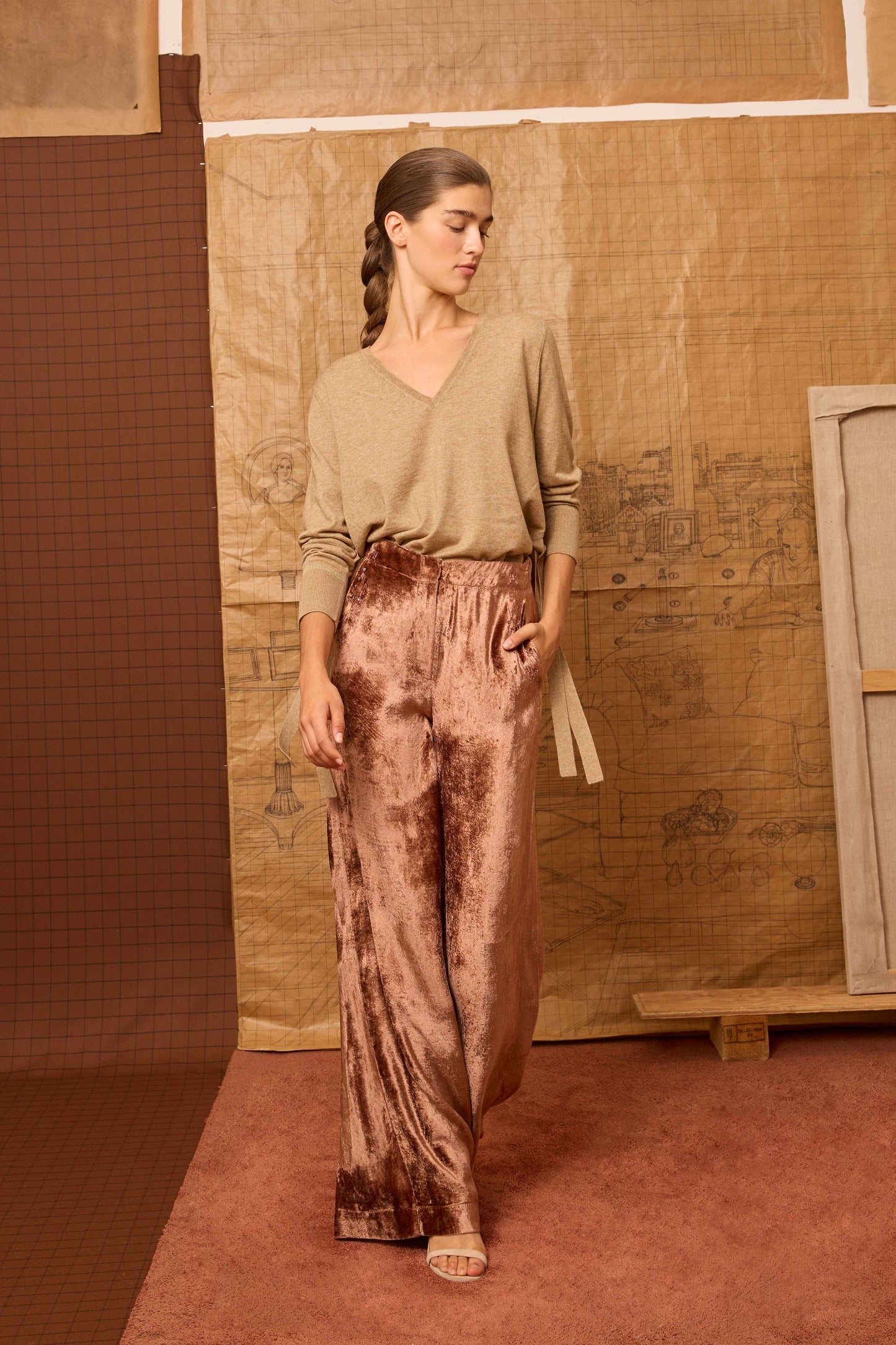 Pantalón terciopelo maquillaje