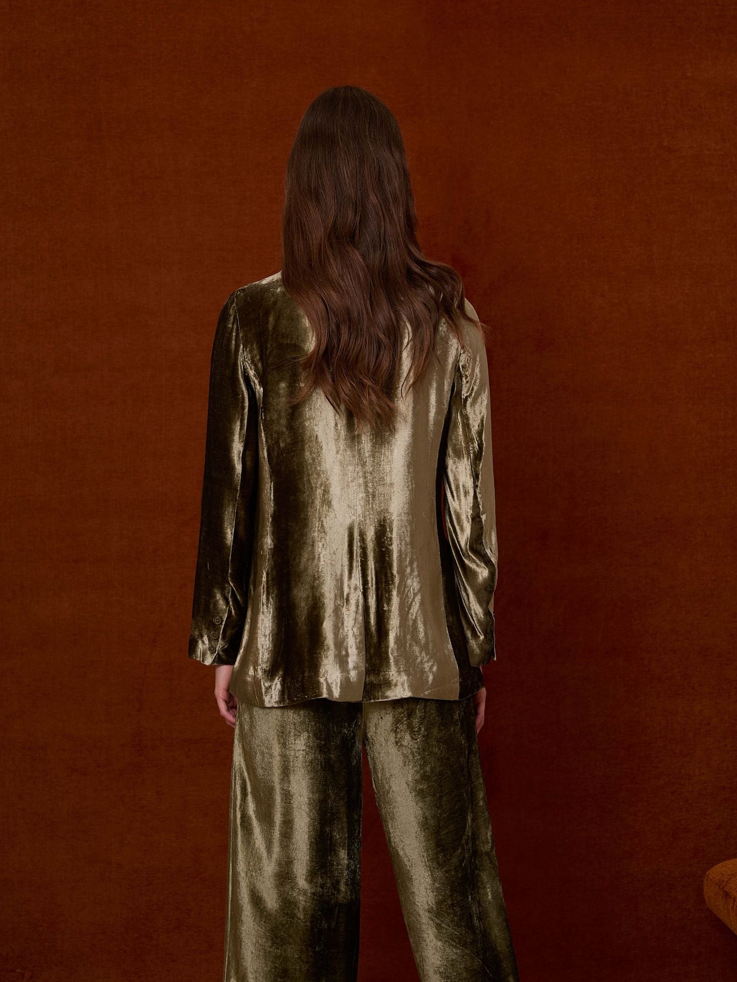 Blazer de terciopelo y lentejuelas verde