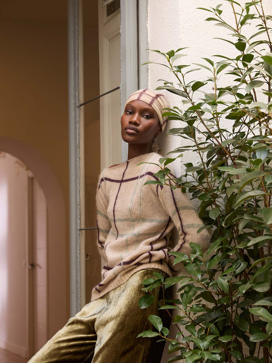 Jersey de cuadros color crudo