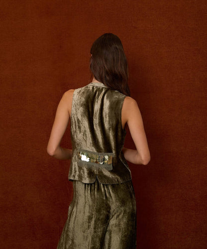 Chaleco de terciopelo verde