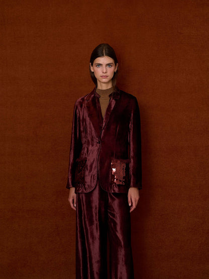 Blazer de terciopelo y lentejuelas marrón
