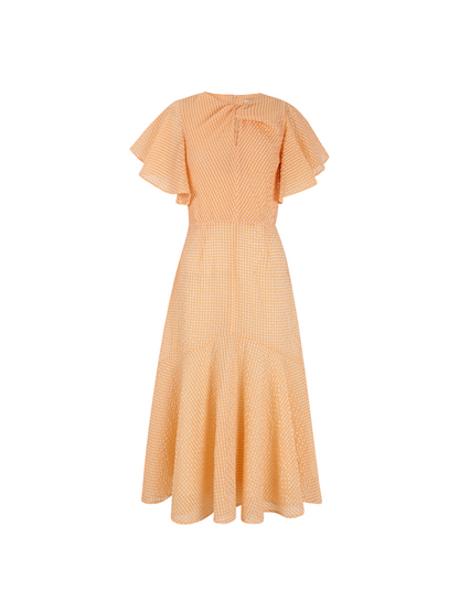 Vestido midi calado mandarina